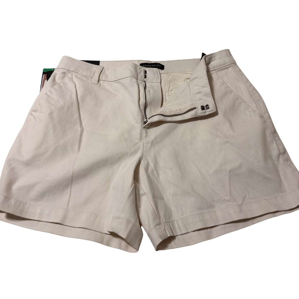 Banana Republic Womens‎ White Chino Shorts Size 12 Cotton Blend Mid Rise NWT
